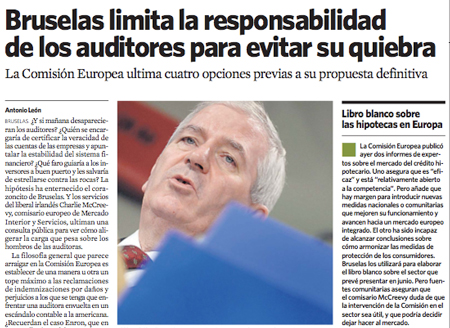Del diario "El Economista" UE limita la responsabilidad de los auditores