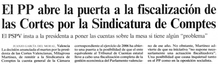 Fiscalización de las Corts por la Sindicatura