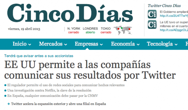 Twiter para comunicar resultados compañias