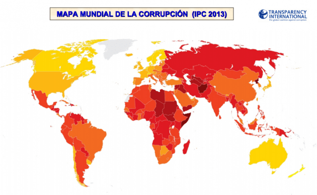 Mapa mundial de la corrupcion 2013