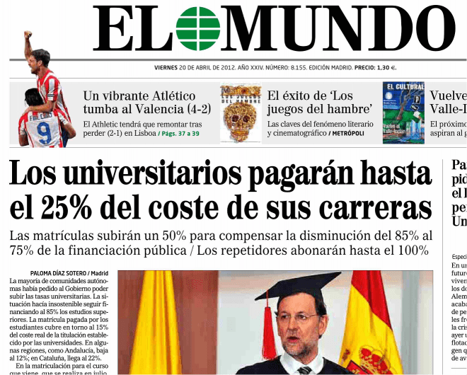 Portada El Mundo tasa universitaria