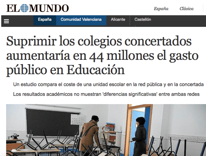 uprimir los colegios concertados aumentaría en 44 millones el gasto