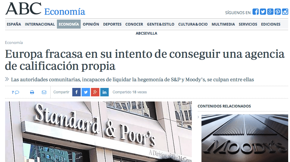 Europa fracasa en su intento de conseguir una agencia de calificación propia