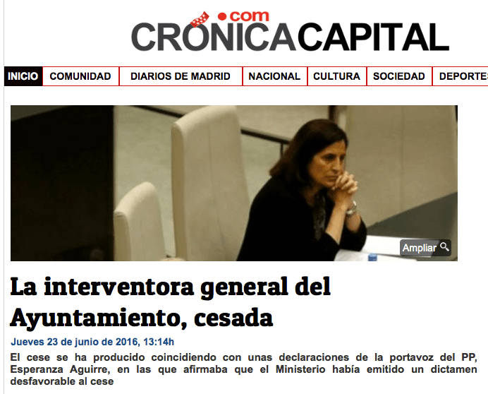 Cese interventora Madrid