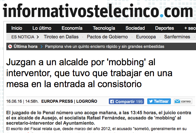 Juzgan a un alcalde por 'mobbing' al interventor